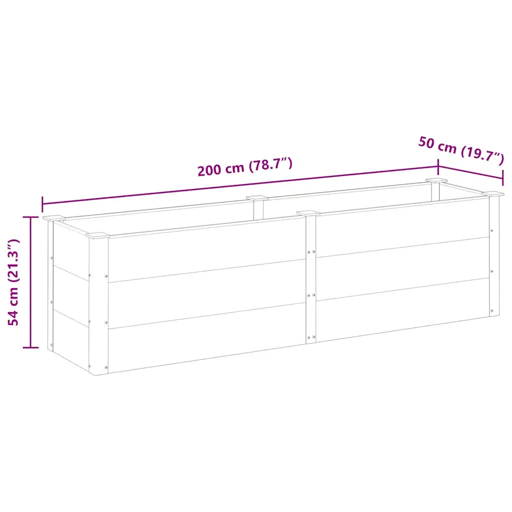 Fioriera Rialzata da Giardino-Vaso da Esterno-Fioriera Elevata 200x50x54 cm in WPC Grigio