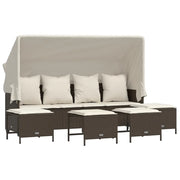 Set Divano da Giardino 5 pz | Set Salotto da Giardino con Cuscini Marrone in Polyrattan