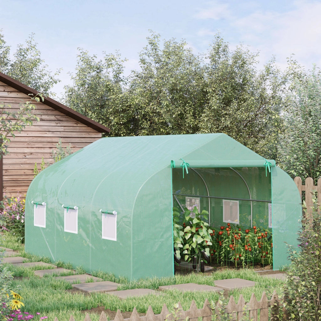 Serra da Giardino con Tetto Spiovente ¨C zephmum ¨C Verde 3.5x3x2m PE