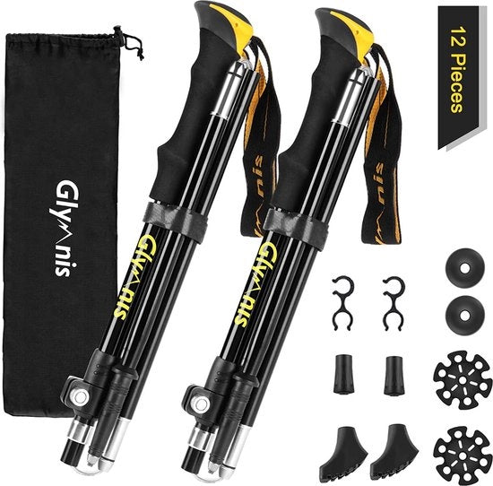 Stecchi da camminata Stecchi da trekking Stecchi da camminata in alluminio 7075 flessibile 110-130cm con chiusura a vite e 4 paia di cuscinetti in gomma per trekking