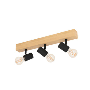 Plafoniera Industrial Townshend 3 3 Luci Legno Marrone E Nero