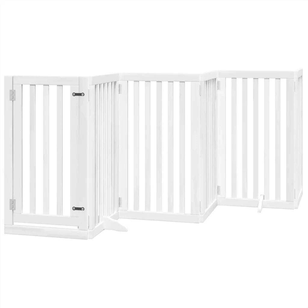 Cancello Cani Porta Pieghevole Bianco 9 Pannelli 450 cm Pioppo 3155650
