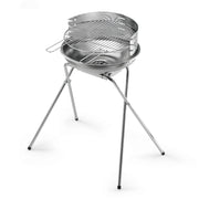 Barbecue a Carbone 480 Pro Inox Ompagrill Griglia di Cottura Ø44 cm Gambe a Cavalletto In Acciaio Inox