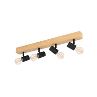 Plafoniera Industrial Townshend 3 4 Luci Legno Marrone E Nero