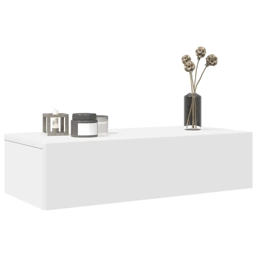 Scaffale a Parete con Cassetti Bianco 60x26,5x15 cm Truciolato 859968