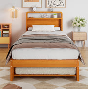 Letto 90x200 cm con letto estraibile 90x190 cm; testiera arrotondata in legno colore naturale