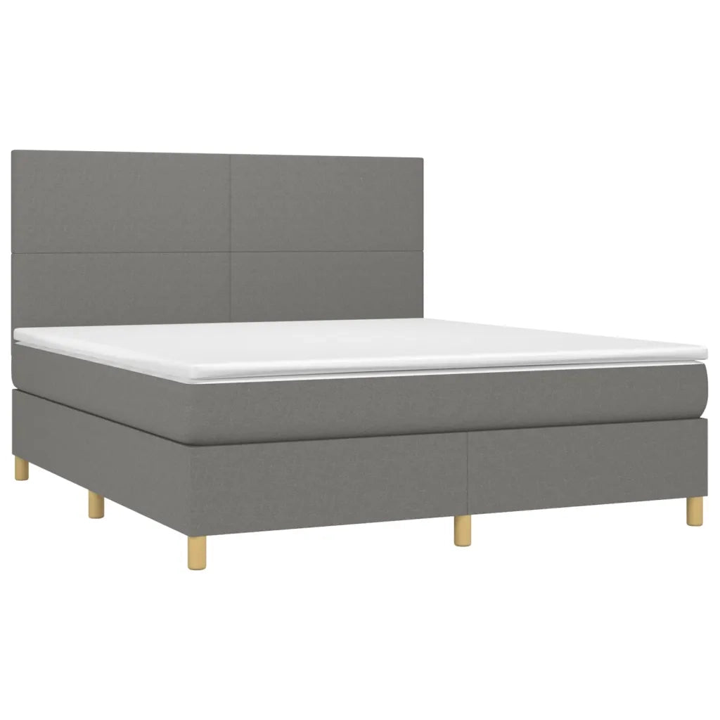 Letto a Molle Materasso e LED Grigio Scuro 160x200cm in Tessuto 3135286