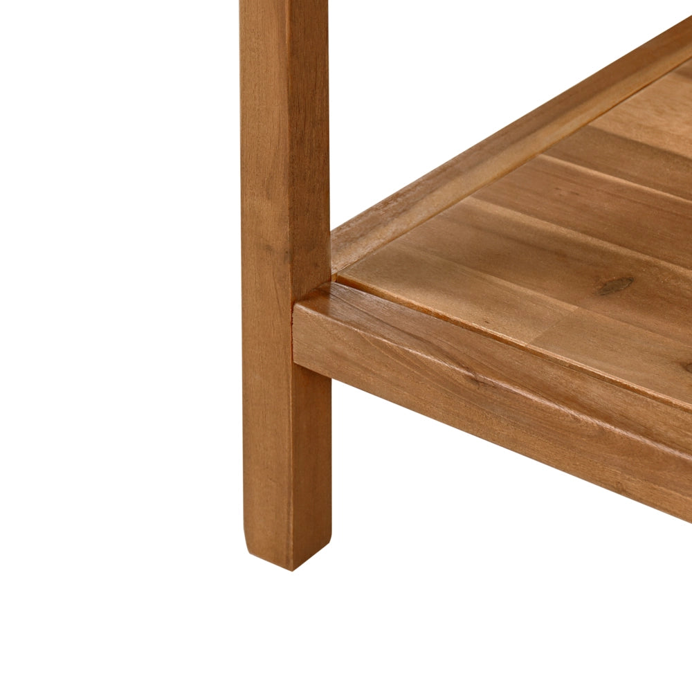 Isola da cucina per esterni in legno di acacia marrone 2 ripiani con top 50 x 80 x 90 cm Giardino Cucina Pranzo