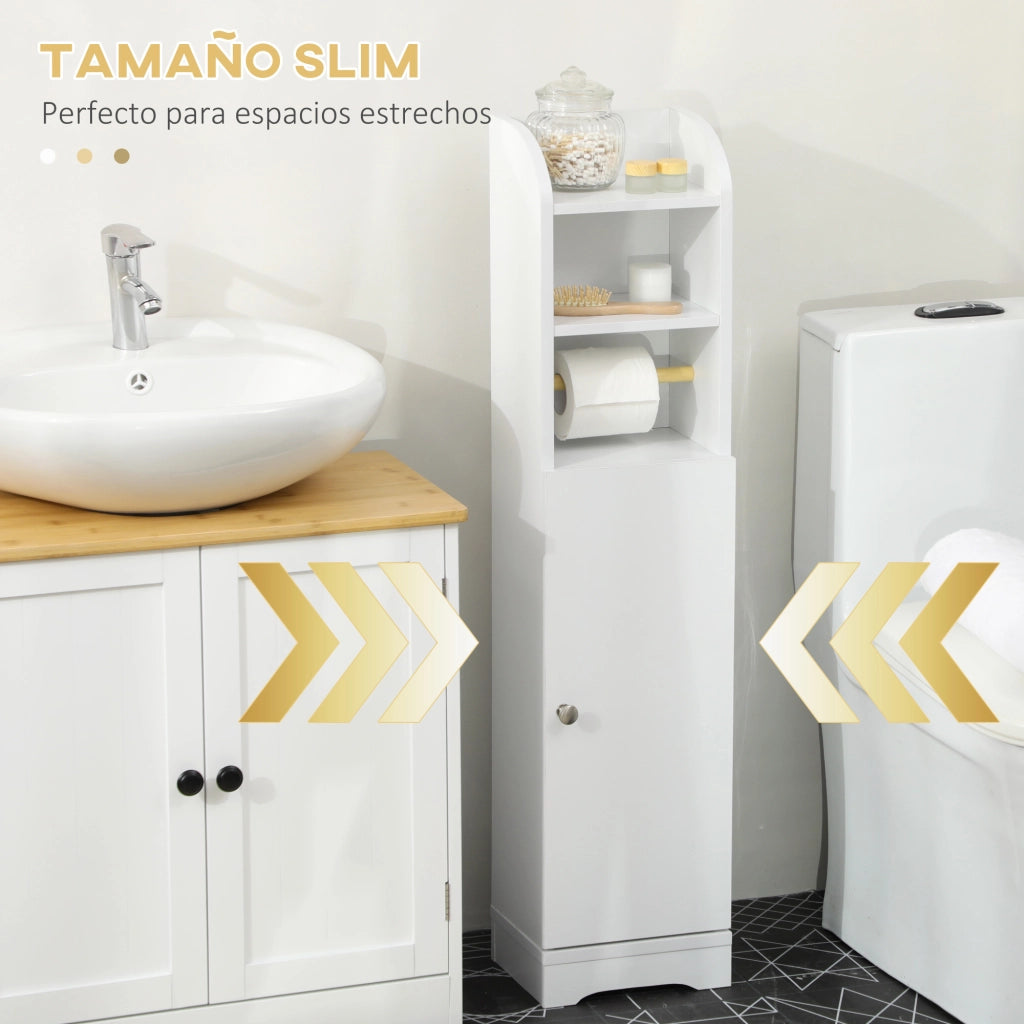 Armadietto Sottolavabo con Portarotoli ¨C Zephmum ¨C Bianco 23x18x100 cm