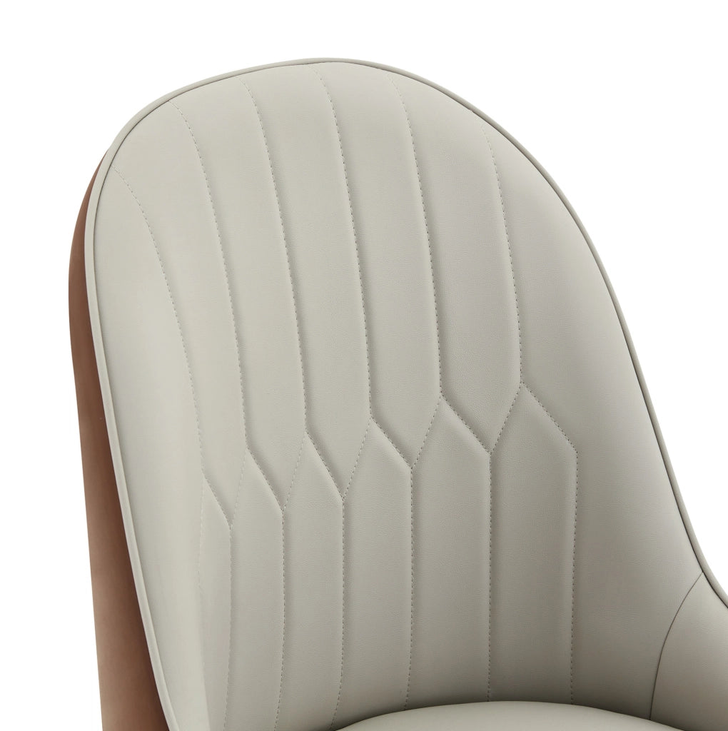 Set di 2 sedie con schienale a fulmine in similpelle PU e metallo marrone e nero