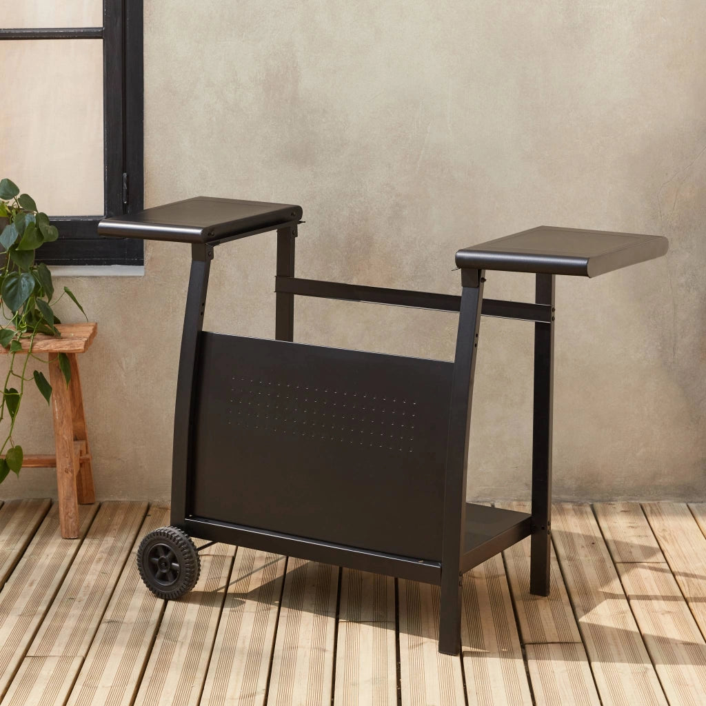 Carrello piastra 3 bruciatori acciaio, nero