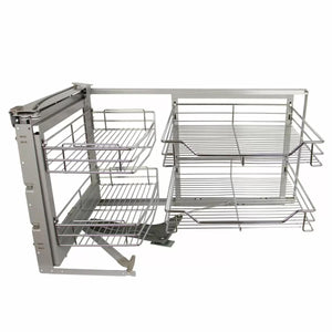 Set 4 Cestelli in Acciaio Inox per Mobile ad Angolo Cieco 90-100 cm Mano Sinistra
