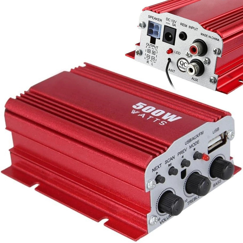 Trade Shop - Mini Amplificatore Stereo A 2 Canali Per Auto Moto Da 500w Usb Mp3 Kinter Ma-150 -