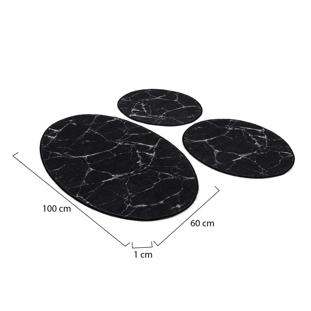 Tuscaloosa, Tappeto da Bagno Lavabile in Lavatrice, 60x100 cm Nero