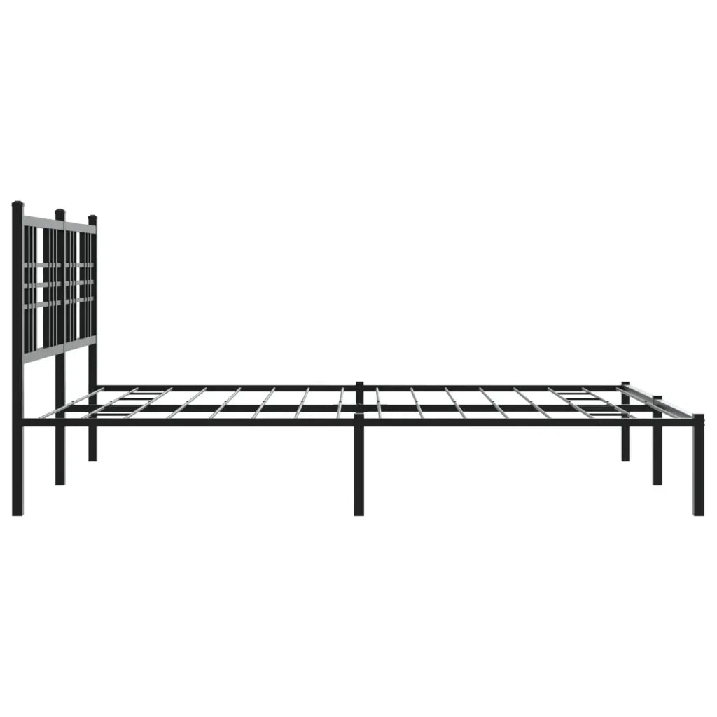 Letto matrimoniale | Letto per adulti | Giroletto con Testiera in Metallo Nero 150x200 cm