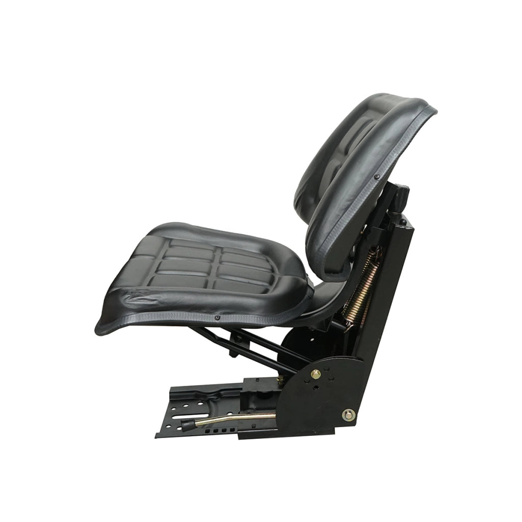 Sedile universale nero con tripla regolazione e ammortizzatore per trattore U-445
