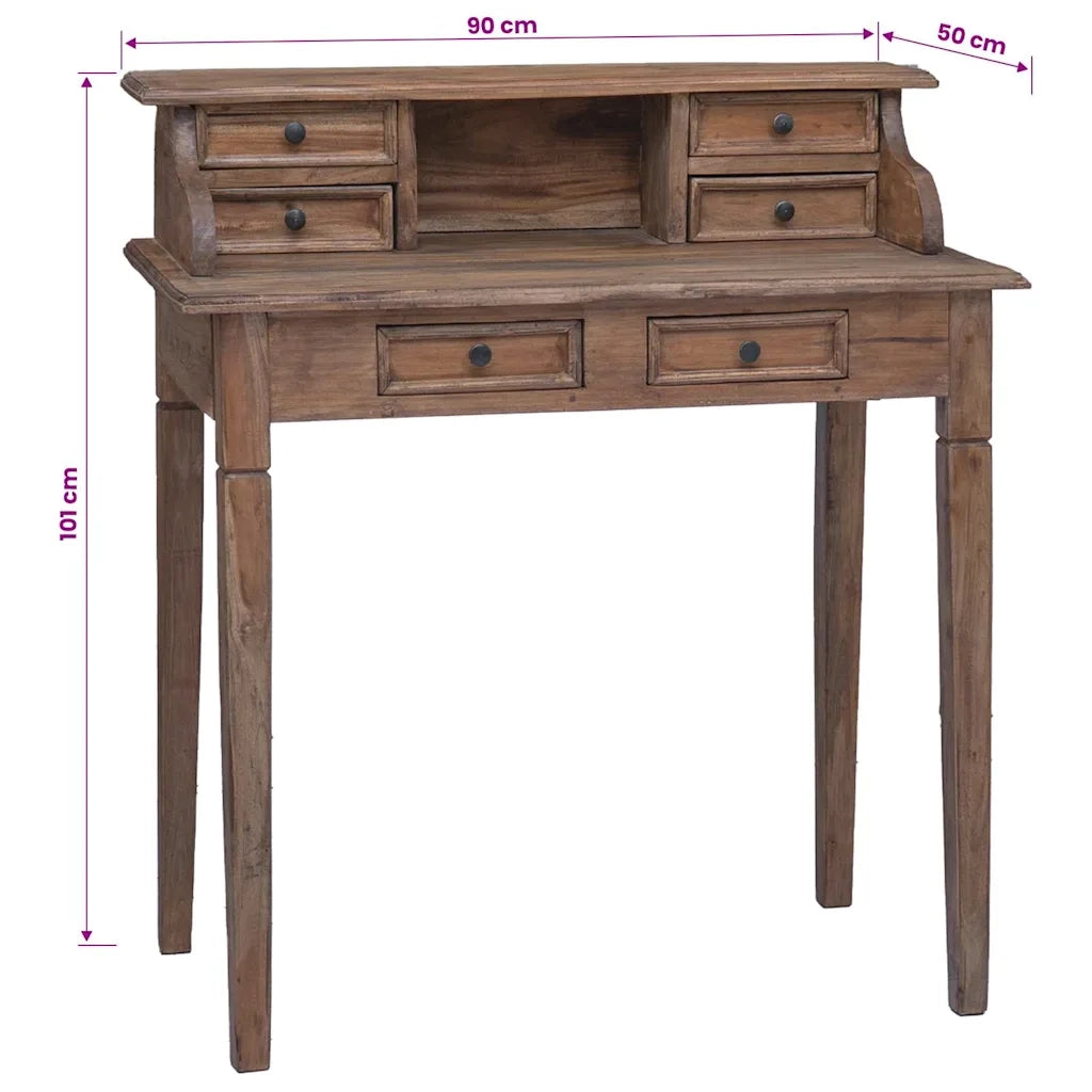 Scrivania con Cassetti 90x50x101 cm in Legno Massello di Mogano 283912