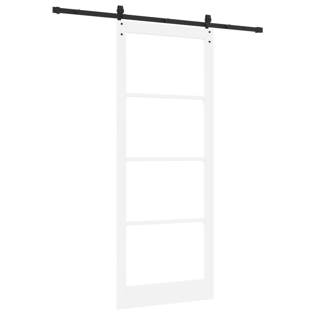 Porta Scorrevole con Set di Accessori Bianchi 93x232 cm Legno Massello di Pino