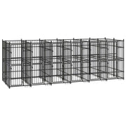 Cuccia/gabbia/recinto per cani da esterno acciaio 11,06 m² nero 02_0041778