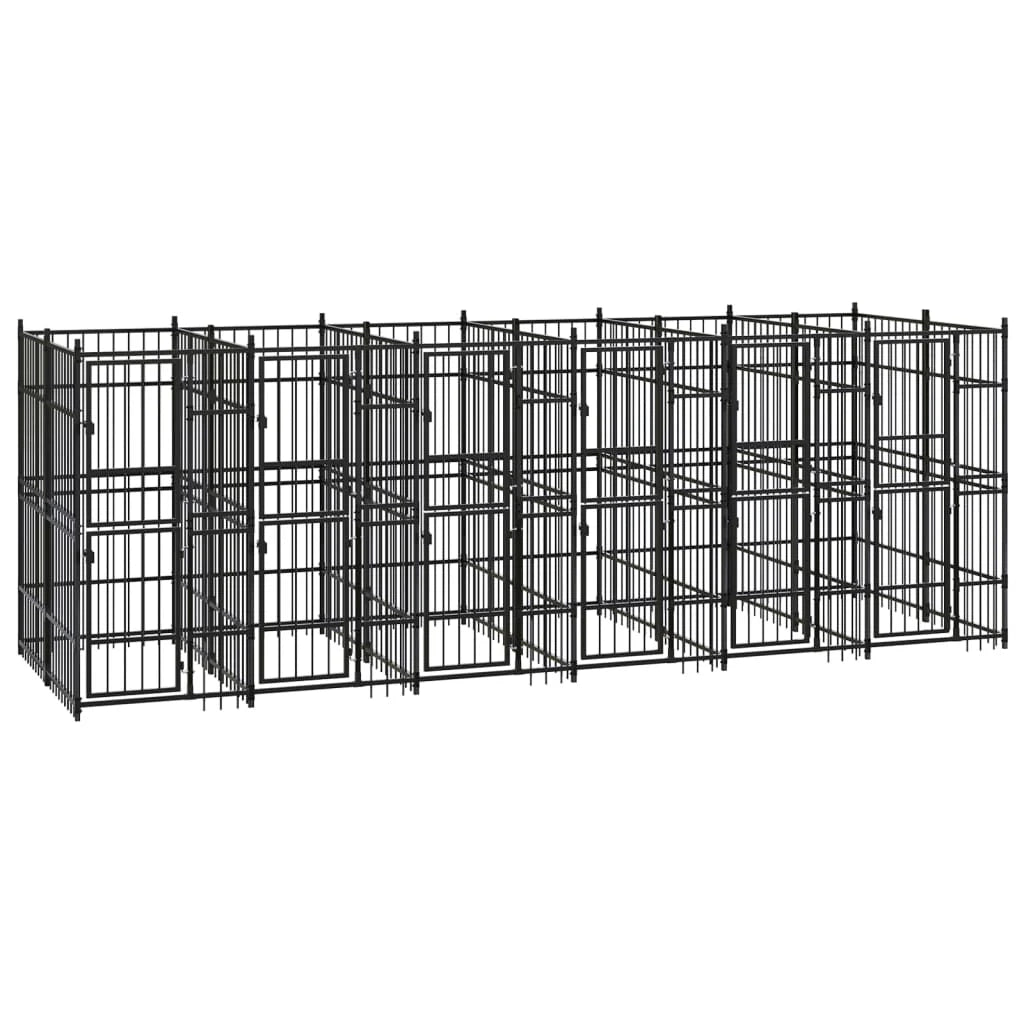 Cuccia/gabbia/recinto per cani da esterno acciaio 11,06 m² nero 02_0041778
