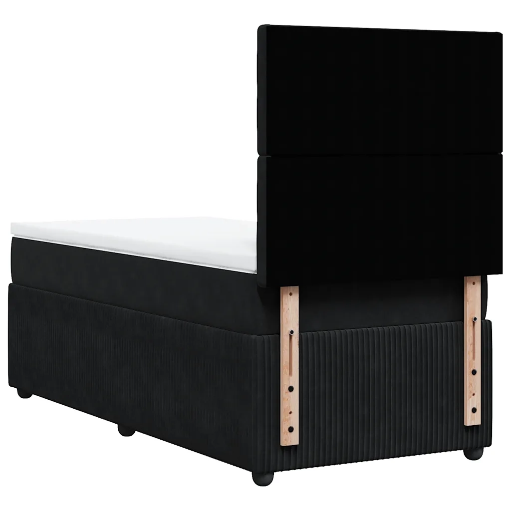 vidaXL Giroletto a Molle con Materasso Nero 100x200 cm in Velluto