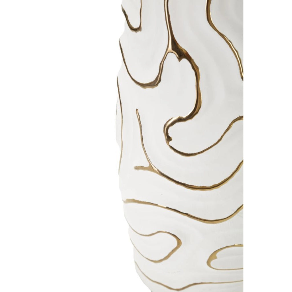 Vaso Decorativo VKH641, Bianco, Ceramica, 14,5x14,5x39,5 cm
