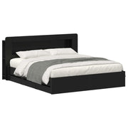 Letto matrimoniale | Letto per adulti | Telaio del letto con storage con testiera Nero 180 x 200 cm