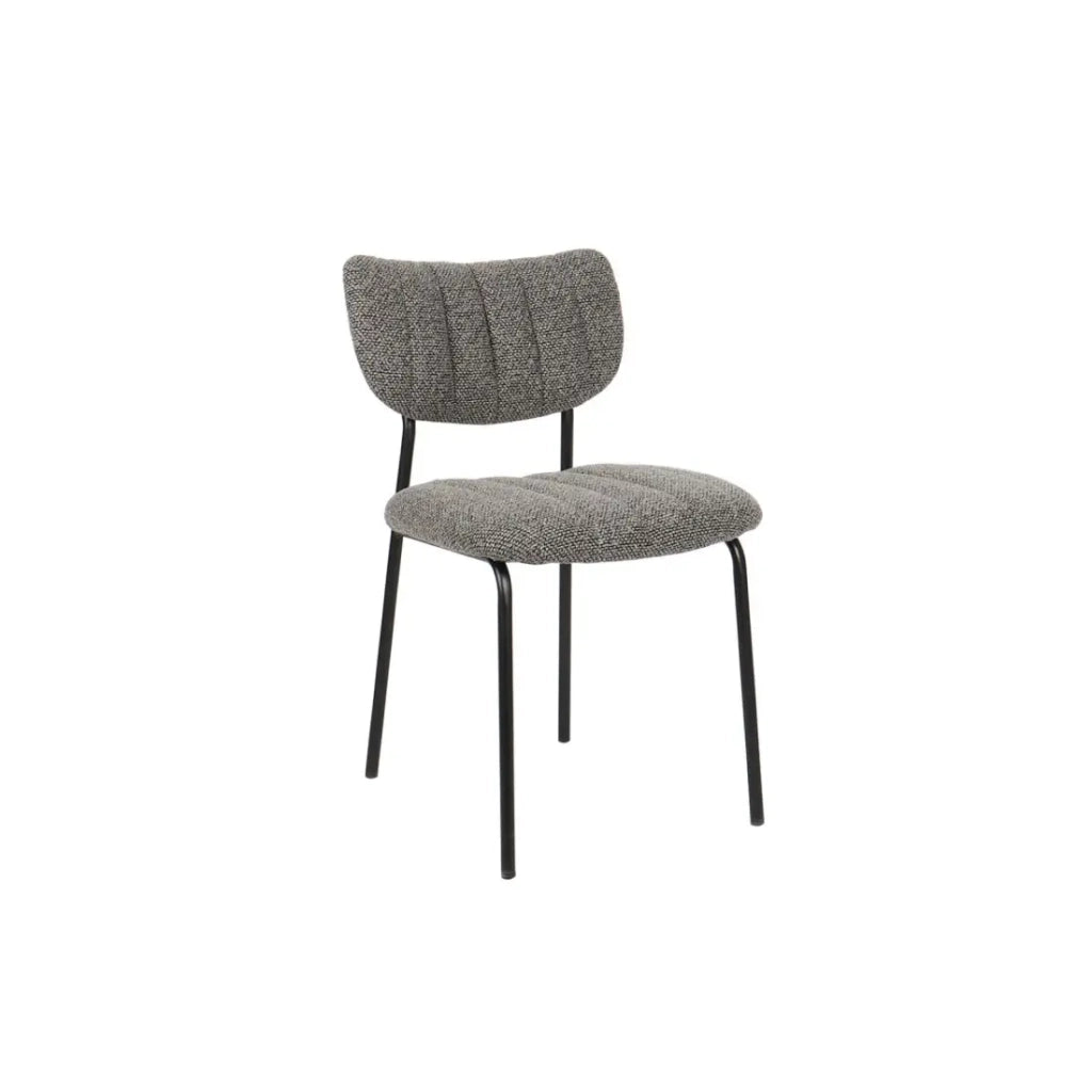 Set di 2 sedie NORAYA – Tessuto grigio scuro – Design compatto – Piedi in metallo – Eleganza contemporanea