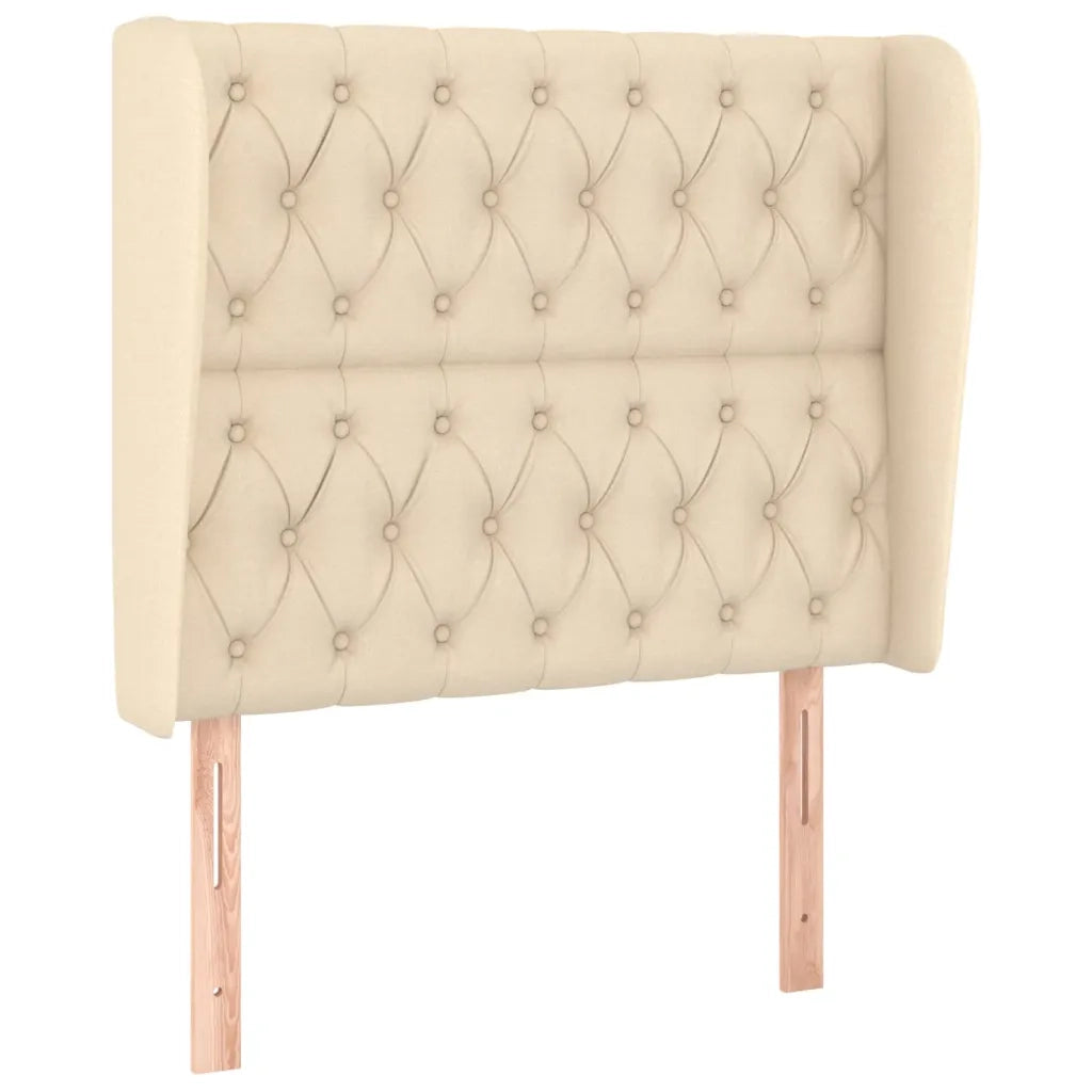 Testiera ad Orecchio-Testata con Orecchie Crema 103x23x118/128 cm in Tessuto 676547