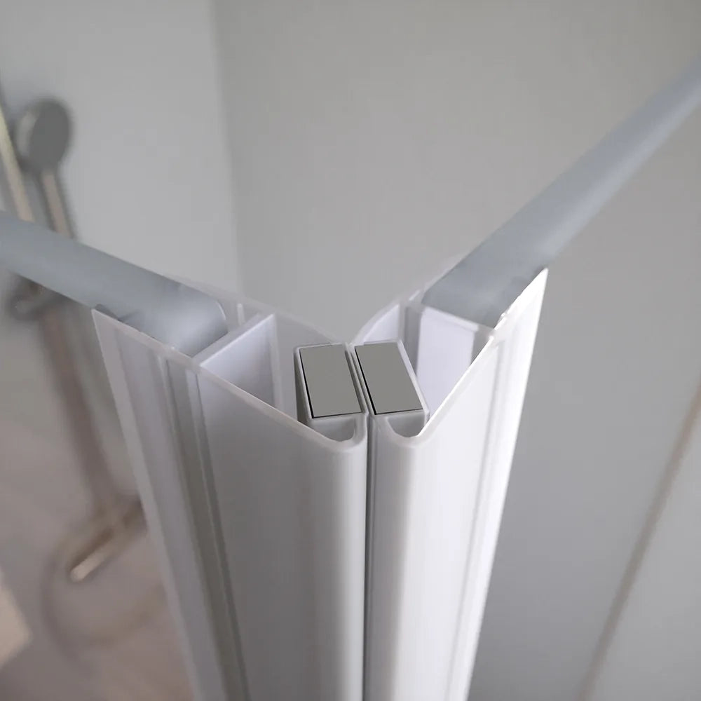 Box doccia 65x90cm con apertura a battente e parete fissa, profili cromati e vetro da 6mm trasparente h195 | Elba
