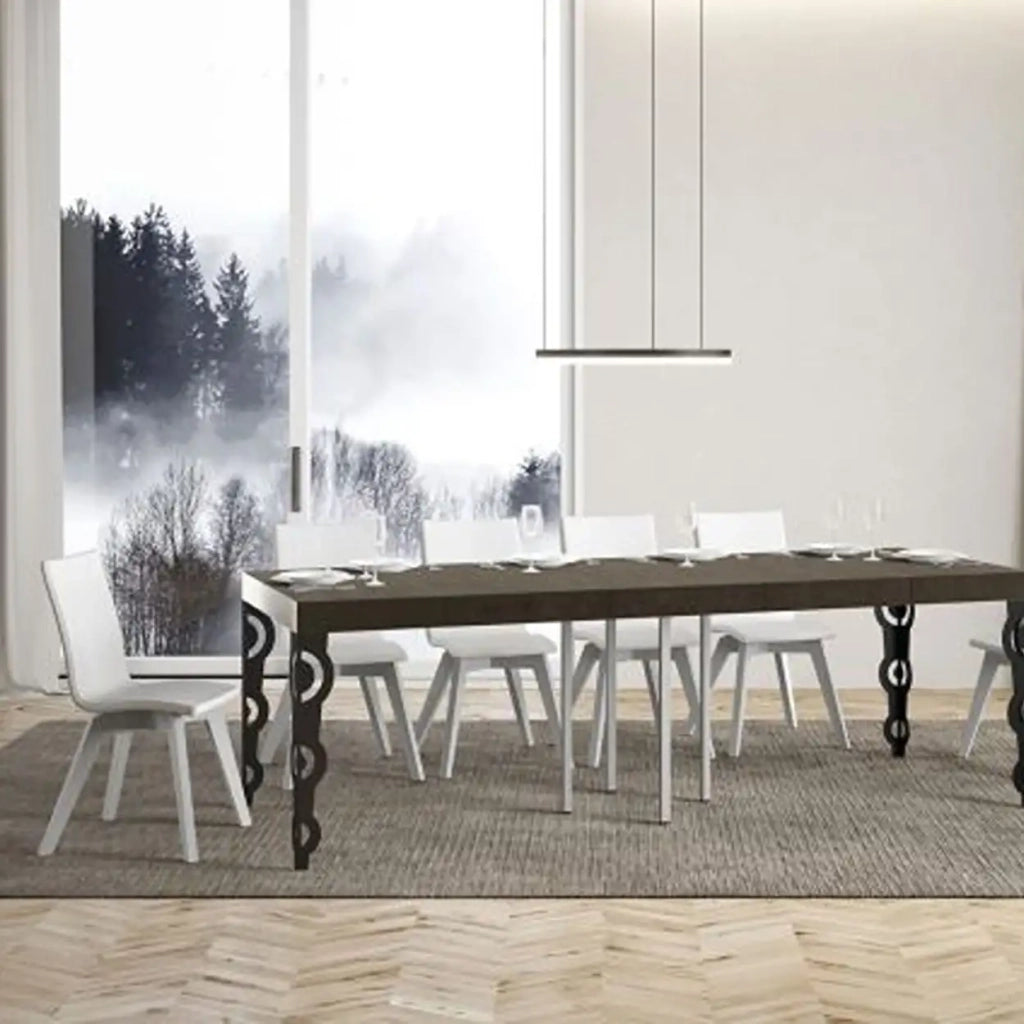 Tavolo allungabile 90/246x90 cm Karamay Premium tortora gambe antracite