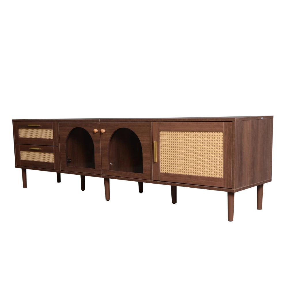 Mobile TV 180x40x50 cm marrone in pannello truciolare con 2 cassetti e LED