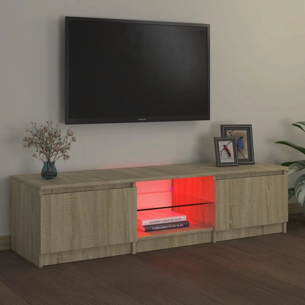 Mobile TV multimediale mensola TV credenza mobile TV sala da pranzo soggiorno camera da letto con luci LED rovere Sonoma 140 x 40 x 35,5 cm marrone 02_0026762