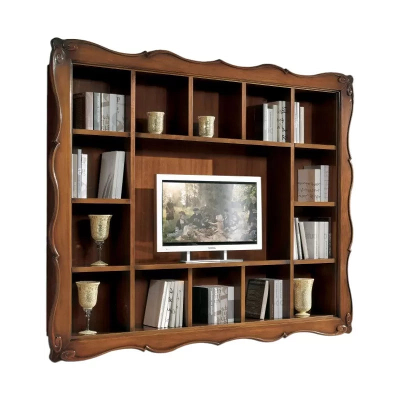  parete porta tv sospesa con cornice 14 vani legno bassano 235x37x192 - Mobili 2G
