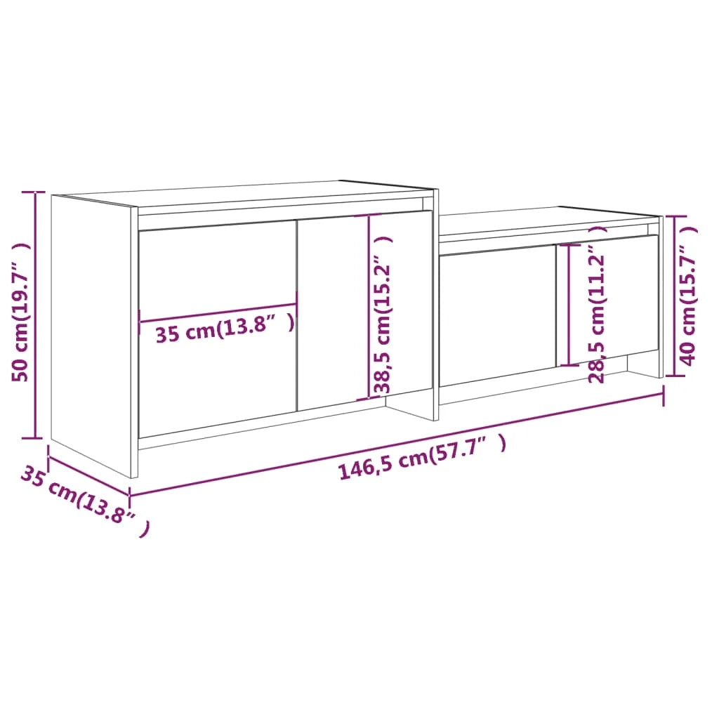 Mobile TV multimediale mensola TV credenza TV sala da pranzo soggiorno camera da letto Sonoma 146,5 x 35 x 50 cm legno ingegnerizzato grigio 02_0028391