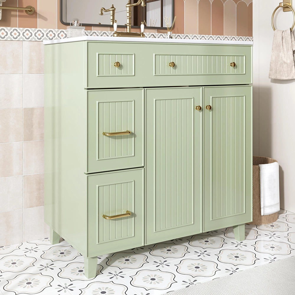 Armadio bagno con lavabo - Xylo - 81,7 cm - Verde - Design lussuoso con superficie laccata