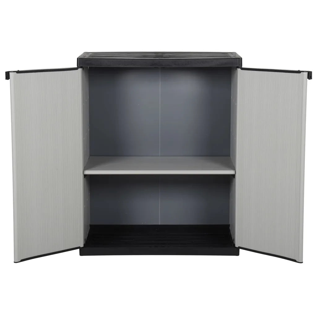 Armadietto da Giardino con 1 Ripiano Grigio e Nero 68x40x85 cm 340981