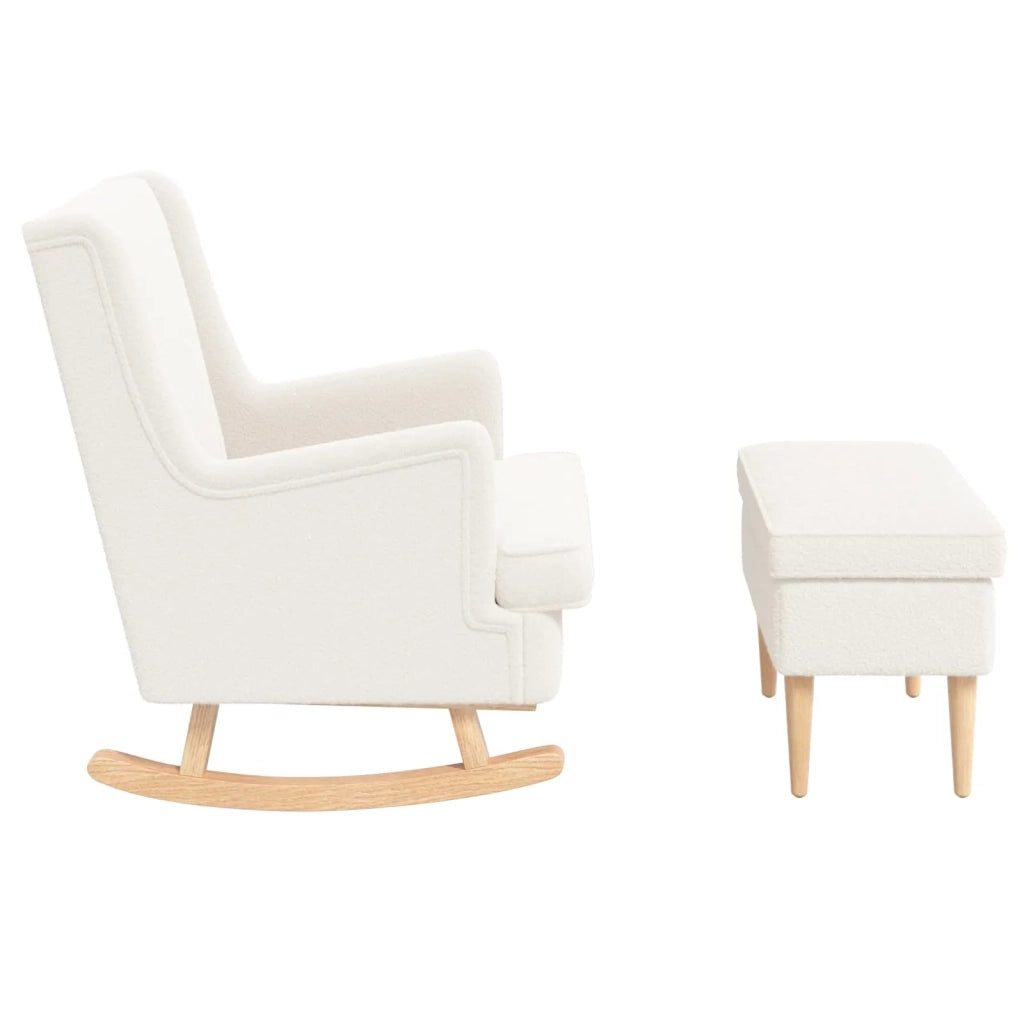 Poltrona con Ottomano 2 pz Crema Bouclé 3418855
