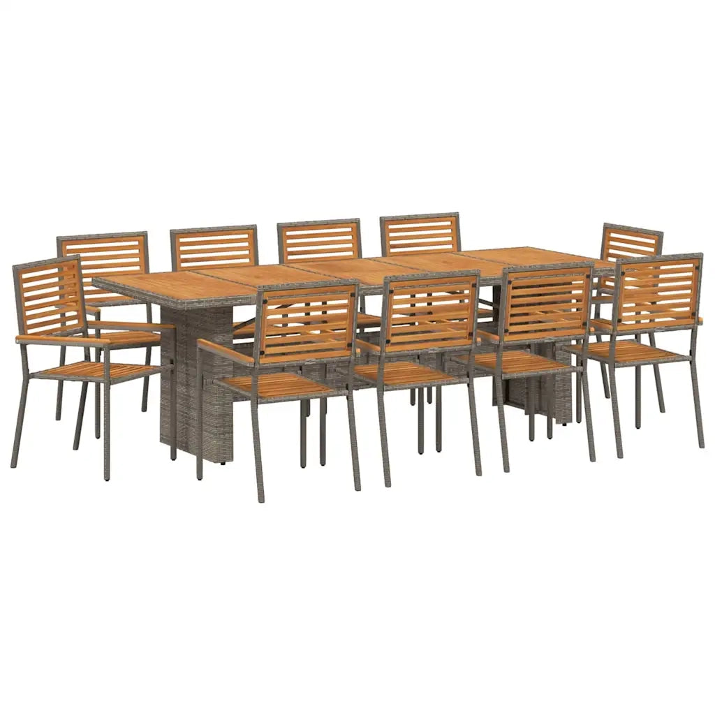 Set da Pranzo per Giardino 11 pcs Grigio e Marrone polyrattan 3365449