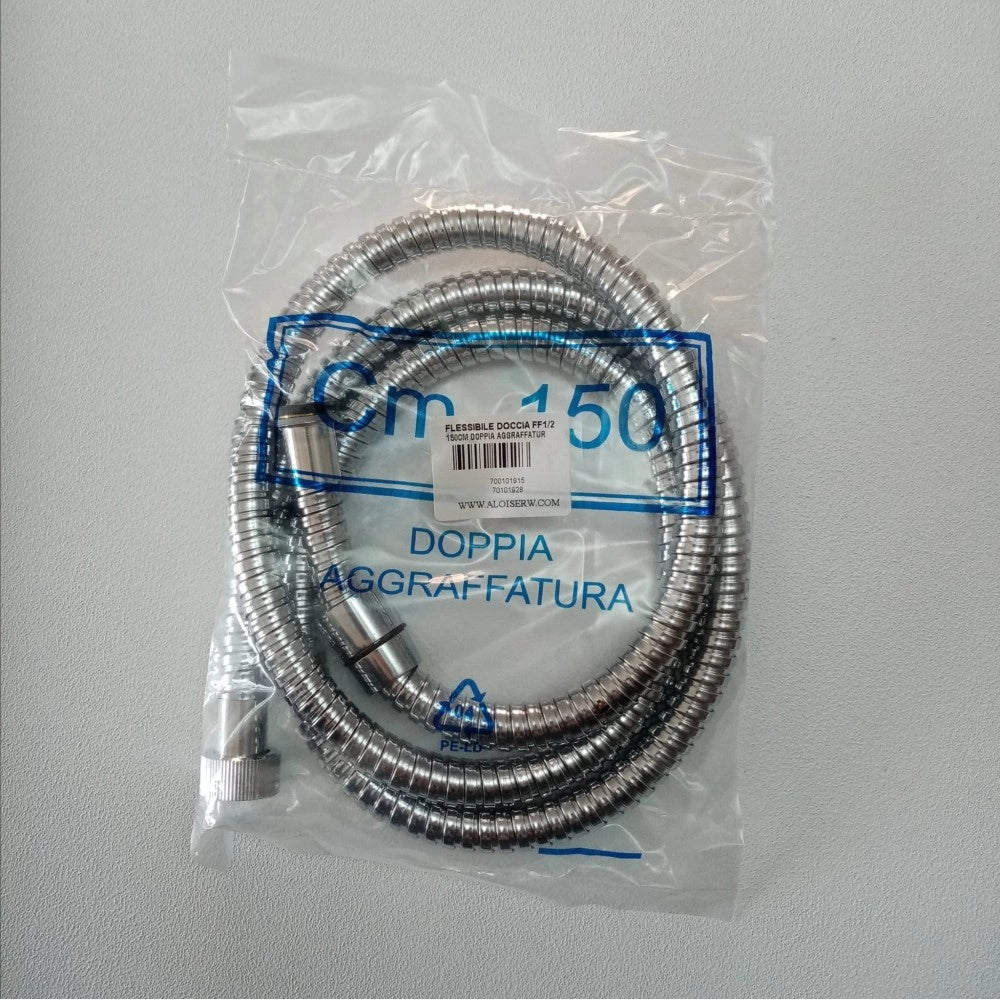 Tubo flessibile cromato da 1/2 da 150cm per soffione doccia e vasca