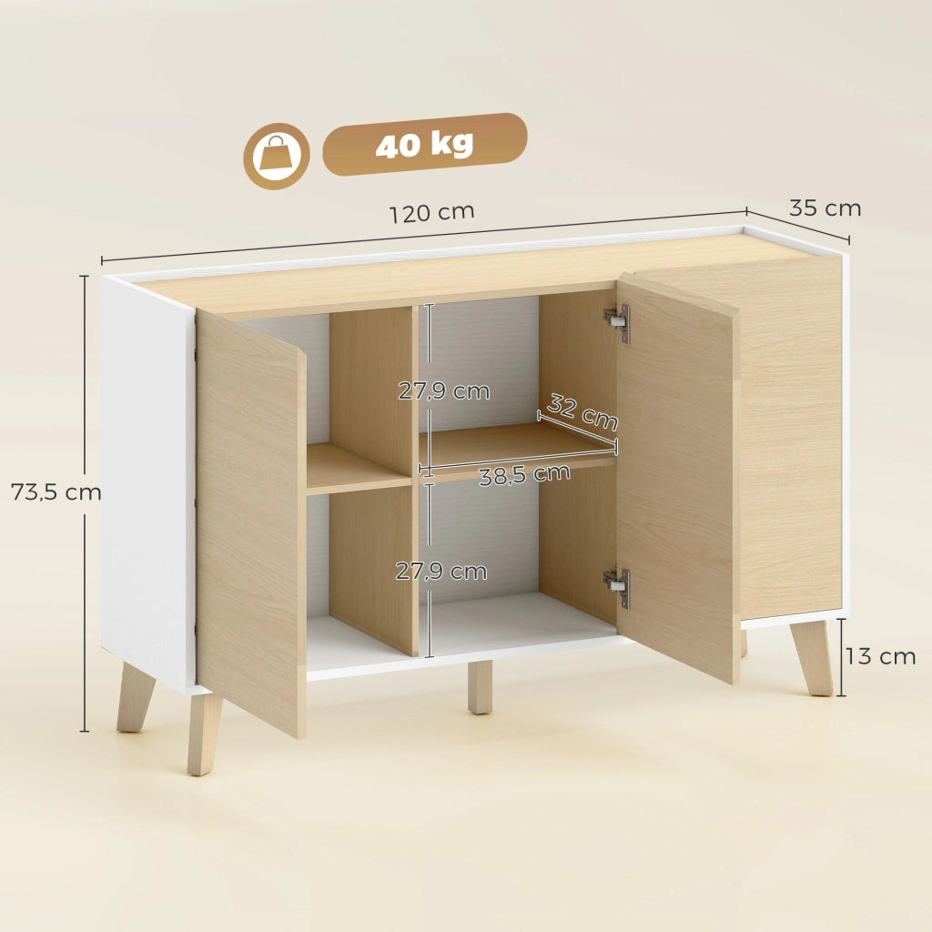 Armadio da cucina ¨C zephmum ¨C bianco e legno naturale 120x40x90