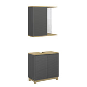 Vicco Set di mobili da bagno Antracite/quercia 2 parti