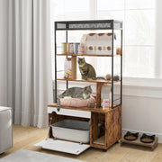 Mobile copriletteriera per gatti con scaffale a 3 ripiani e tiragraffi; 80x48x152 cm; marrone