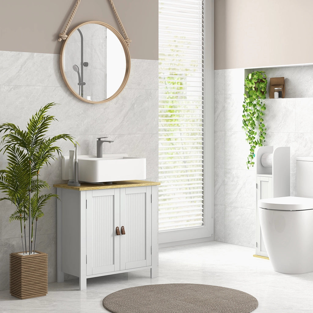 Mobile sottolavabo con ante e ripiani regolabili ¨C Zephmum ¨C Bianco 60x30x60 cm