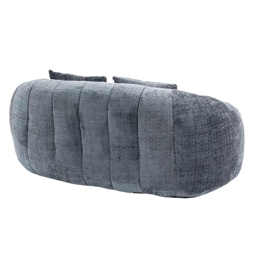 Divano da pavimento in chenille grigio 150x95x63 cm con imbottitura in schiuma ad alta densità