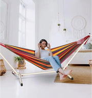 Hangmat con supporto e cinture per albero, montaggio semplice e struttura portatile per tenda da campeggio per interni/esterni, giardino, patio, balcone, veranda, capacità 250KG