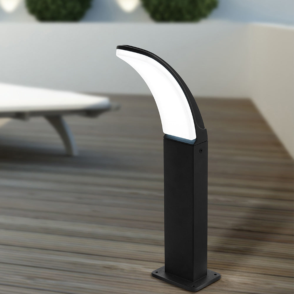 Piantana Esterno Contemporaneo Fiumicino Alluminio Nero Policarbonato Bianco Led