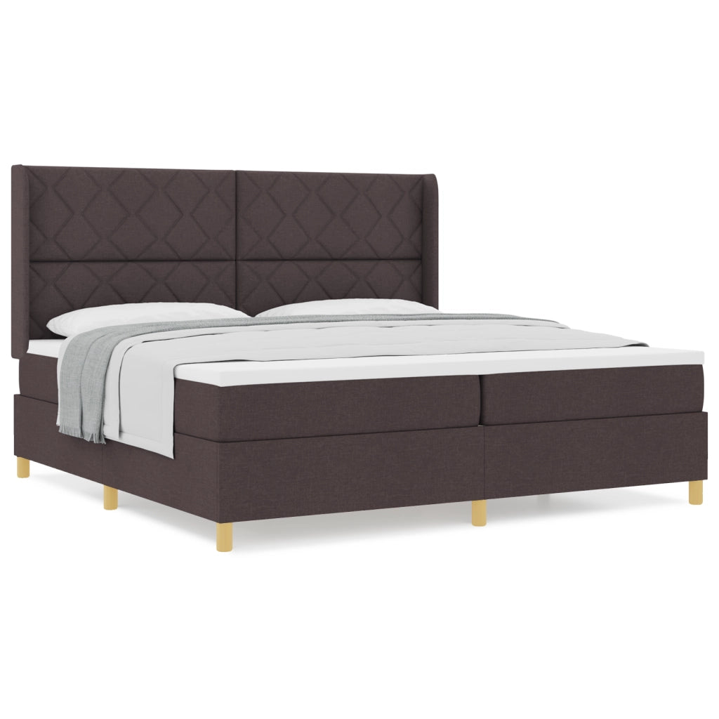 Rete a Molle con Materasso in Marrone Scuro, 200x200 cm Tessuto