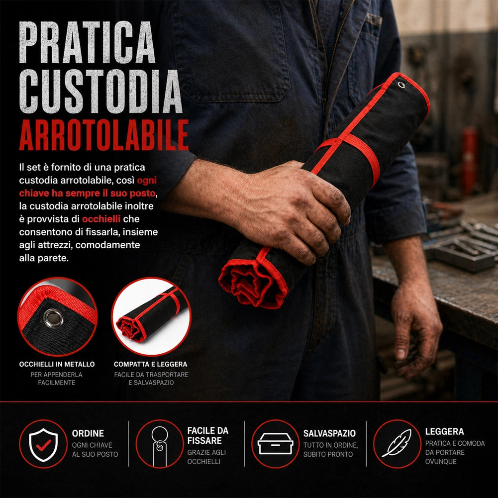 Set Chiavi Combinate 25pz Fisse e Stella 6-32mm in Acciaio Carbonio con Astuccio