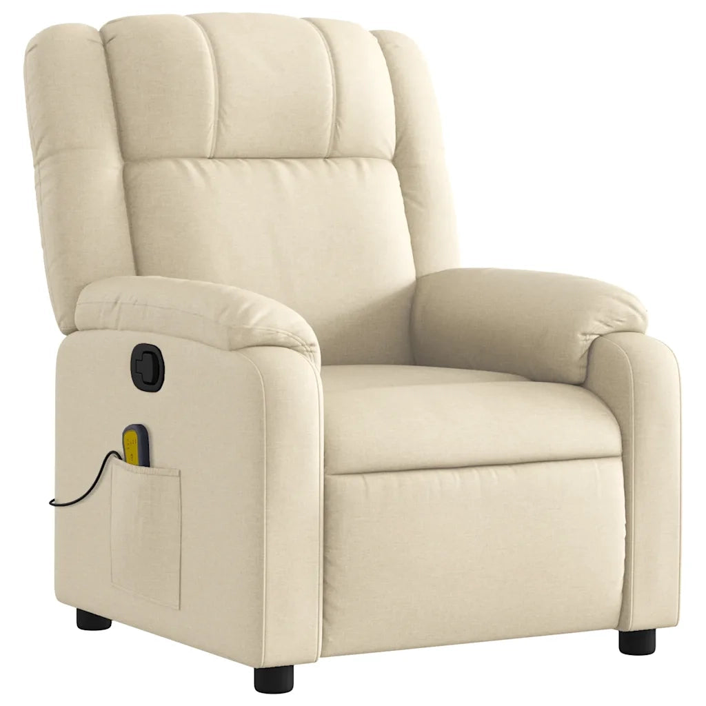 Divano Sedia-Poltrona reclinabile massaggiante in Tessuto Crema 657320